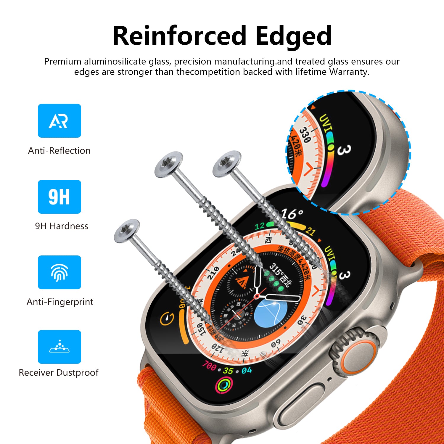 CASETORI®️ SCREEN PROTECTOR APPLE WATCH ULTRA 2 | ULTRA | 49 MM W. INST. TOOL