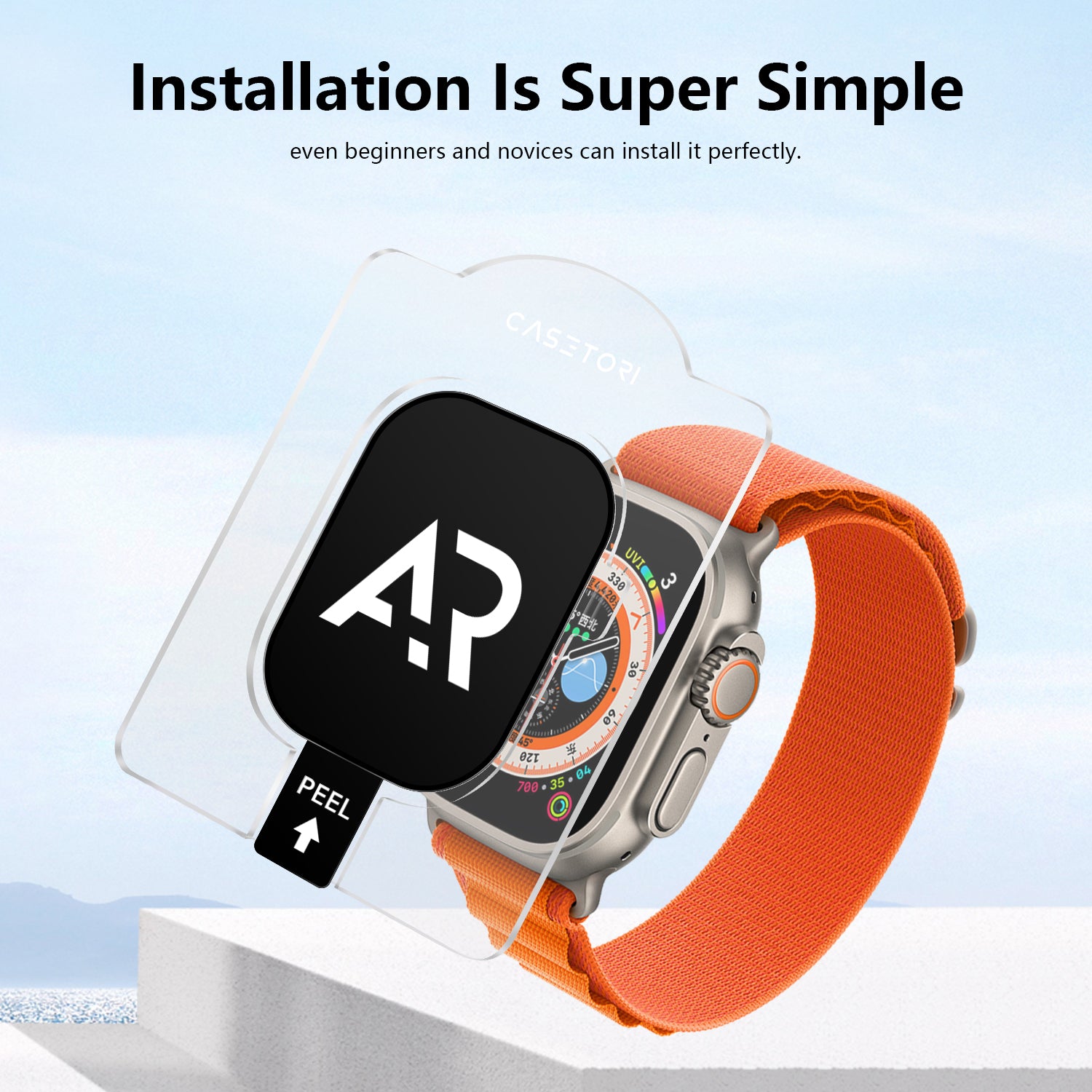 CASETORI®️ SCREEN PROTECTOR APPLE WATCH ULTRA 2 | ULTRA | 49 MM W. INST. TOOL